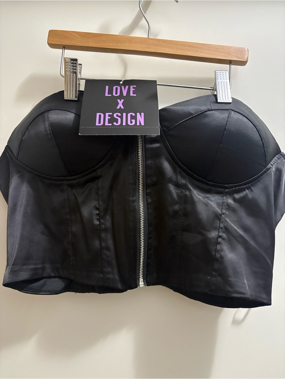 Love By Design Black Strapless Zip-Front Bustier Camisole
